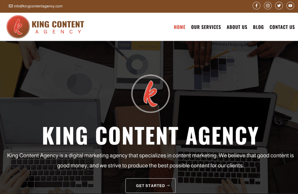 King Content Agency Homepage
