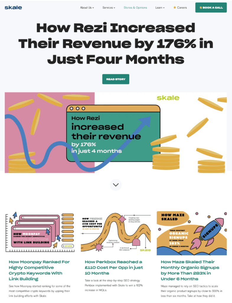 Skale's Case Study: How Rezi Increased Their Revenue by 176% in Just Four Months landing page